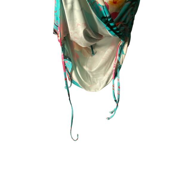 Women's Hapari Swim Bathing Suit TOP (only) 16 turq w Pink . Side rouching EUC - Picture 4 of 15